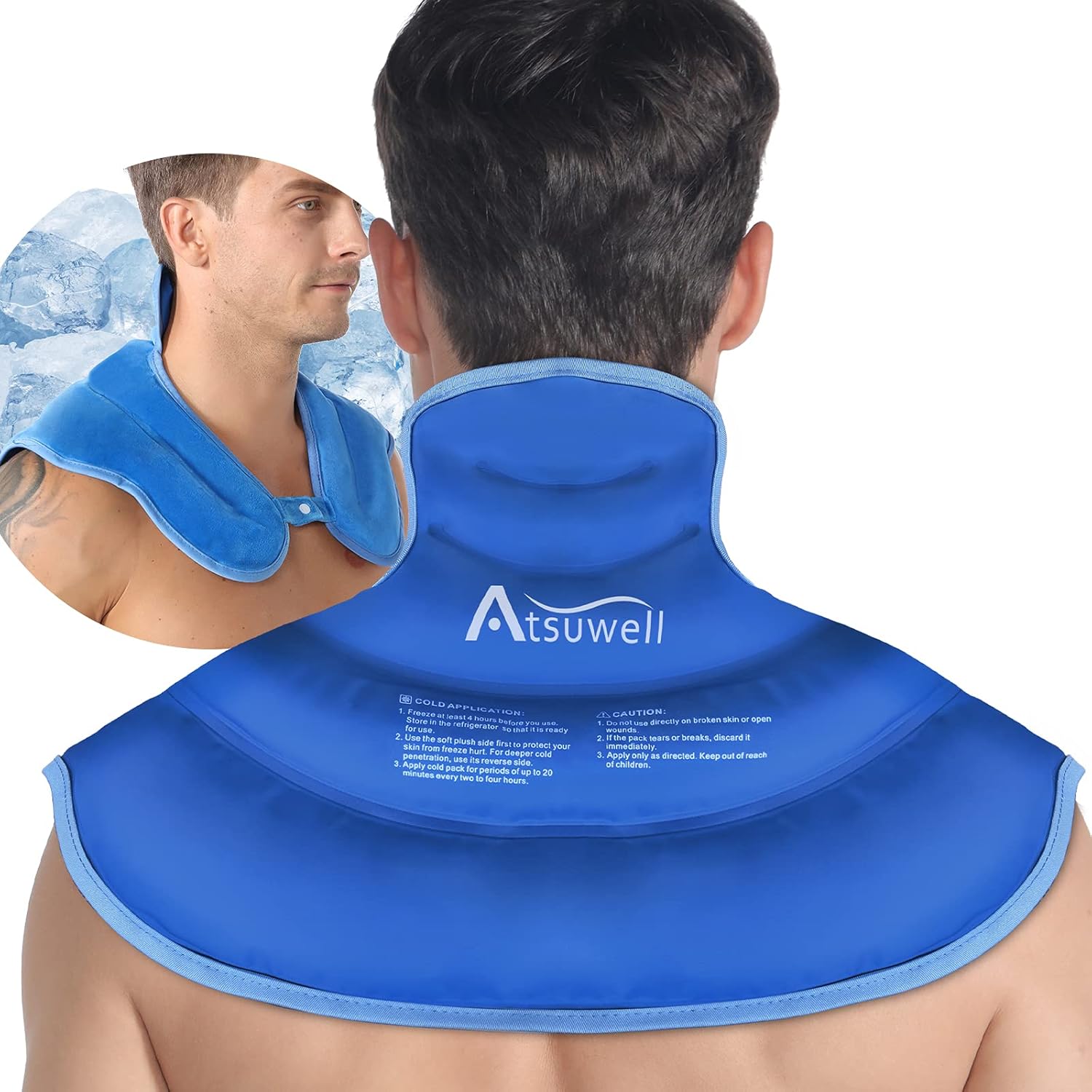 Atsuwell Ice Pack for Neck and Shoulders Cold Compress Therapy Shoulder Ice Packs for Injuries Reusable Gel, Large Upper Back Cold Pack Wrap for Swelling, Bruises, Sprain, Surgery