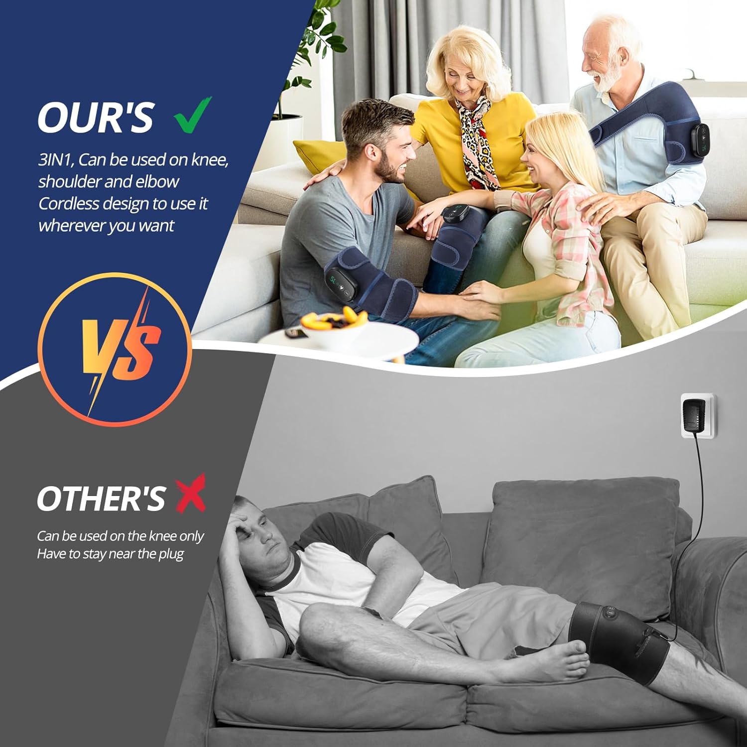 CINCOM Heated Knee Massager, Air Compression Knee Massager with Heat for Pain Relief Knee Brace Wrap for Knee Arthritis,Injury,Joint Pain 3 Modes & 3 Intensities (A Pair) FSA HSA Approved - Image 2