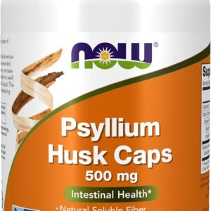 NOW Supplements, Psyllium Husk Caps 500 mg, Non-GMO Project Verified, Natural Soluble Fiber, Intestinal Health*, 200 Veg Capsules