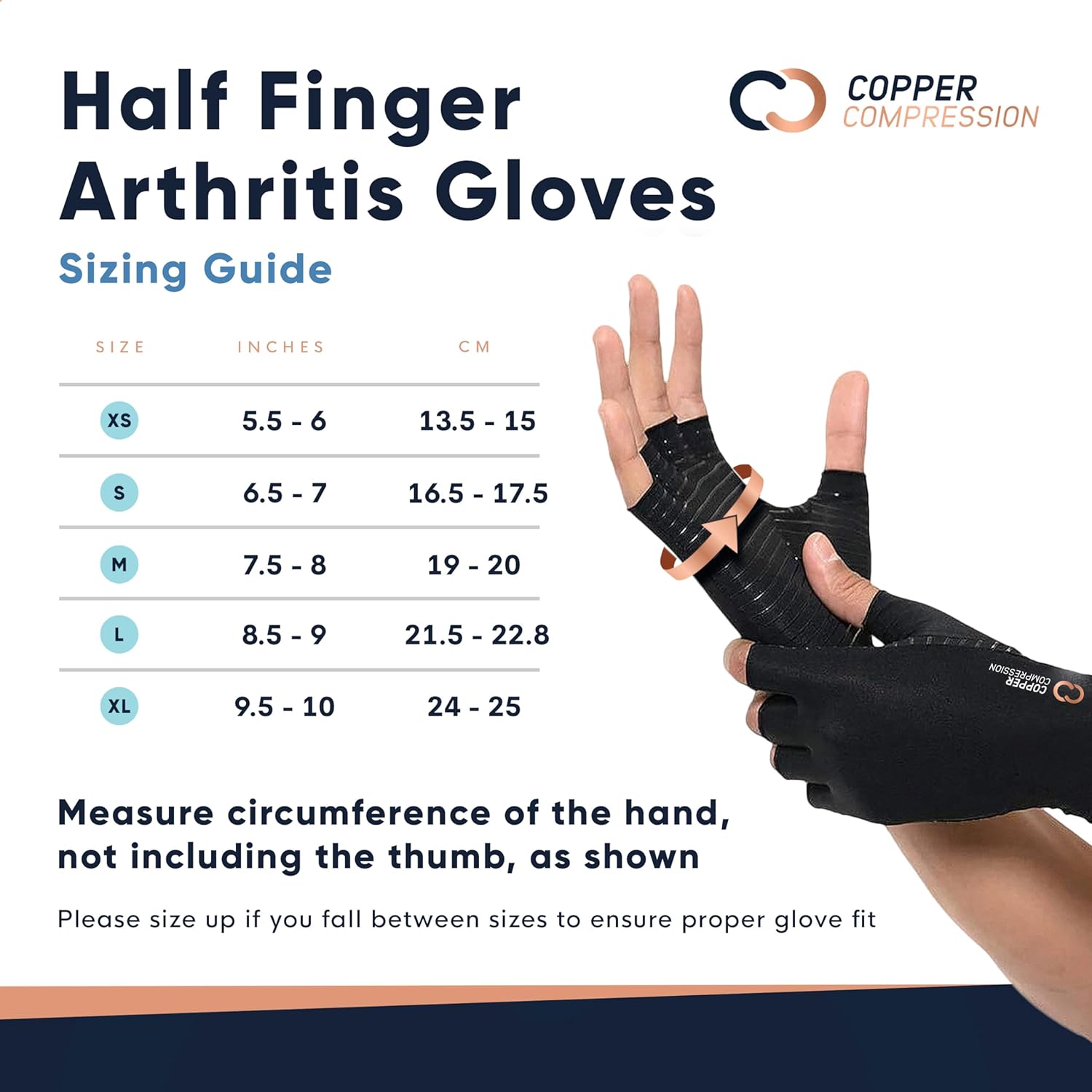 Copper Compression Arthritis Gloves | Fingerless Arthritis Carpal Tunnel Pain Relief Gloves For Men & Women | Hand Support Wrist Brace For Rheumatoid, Tendonitis, Swelling, Crocheting, Typing - Image 3