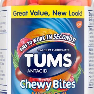 TUMS Chewy Bites Chewable Antacid Tablets for Ultra Strength Heartburn Relief, Great for a Summer BBQ- Mixed Fruit - 200 Count
