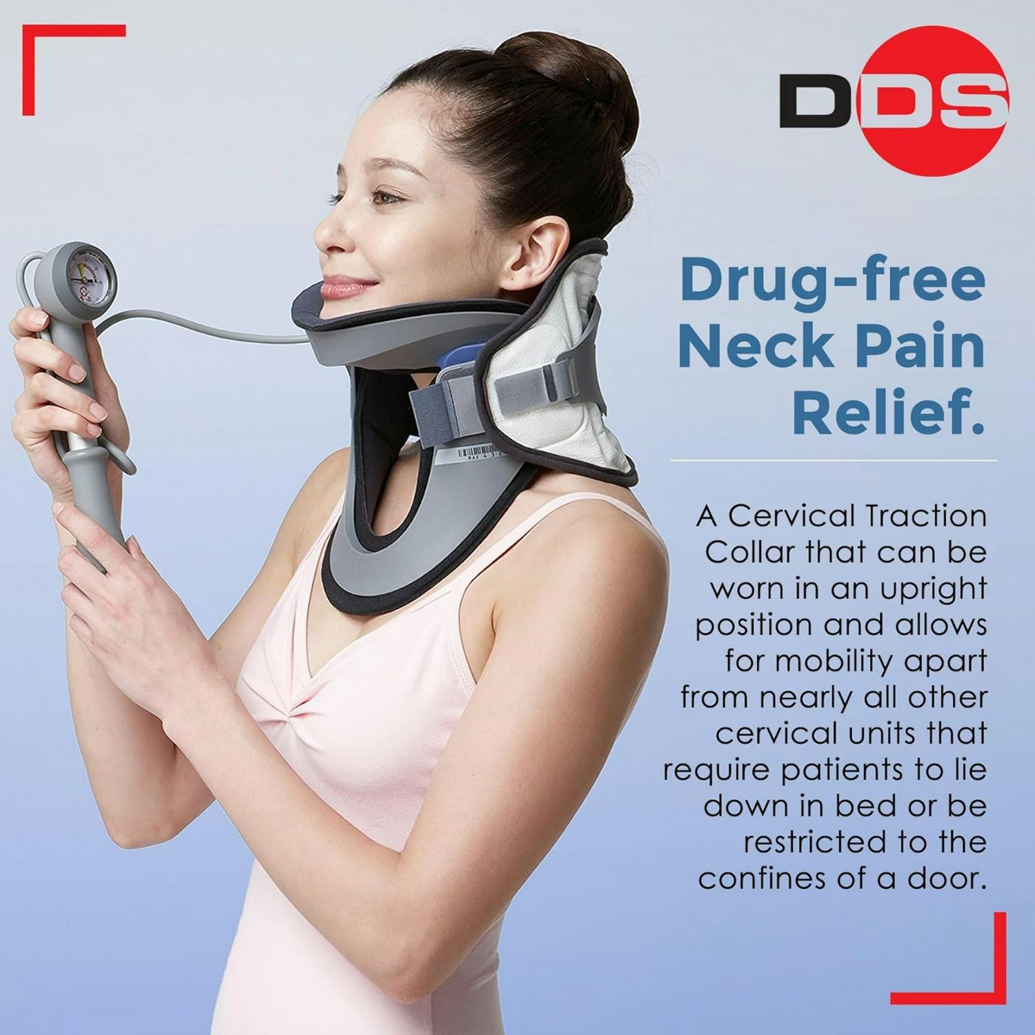 DDS MAX Cervical Traction Collar Neck Brace for Pinched Nerve, Pneumatic, Stretcher, Pain Relief, Relaxation, Manual Air Pump, Decompression and Tension Release, Cervical Spine Alignment. - Image 3