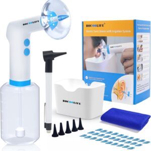 BOCOOLIFE Electric Ear Wax Cleaning Kit Ear Irrigation For Wax Removal, Ear Water Flusher Ear Wash System Ear Irrigation Flushing System 4 Water Levels Water Powered Ear Cleaning Cleaner Ear Flush Kit