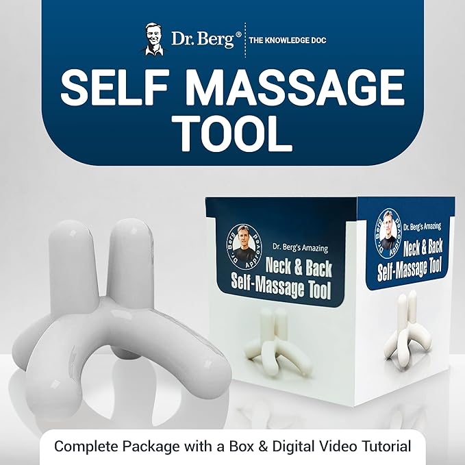 Dr. Berg?s Self-Massage Tool, Best for Back Pain Relief, Handheld Neck and Lower Back Massager, Body Stress Reliever, Supports Healthy Sleep Cycles, Complete Package with Digital Video Tutorial