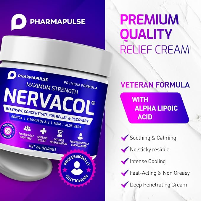 Pharmapulse Neuropathy Nerve Relief Cream – Maximum Strength for Feet, Hands, Legs, Toes, Lower Back - Alpha Lipoic Acid, Arnica, Vitamin B6, Aloe Vera, MSM - Effective Soothing - Image 3