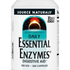 Source Naturals Essential Enzymes 500mg, Bio-Aligned Multiple Enzyme Supplement Herbal Defense for Digestion, Gas, Constipation & Bloating Relief - Supports A Strong Immune System* - 360 Capsules