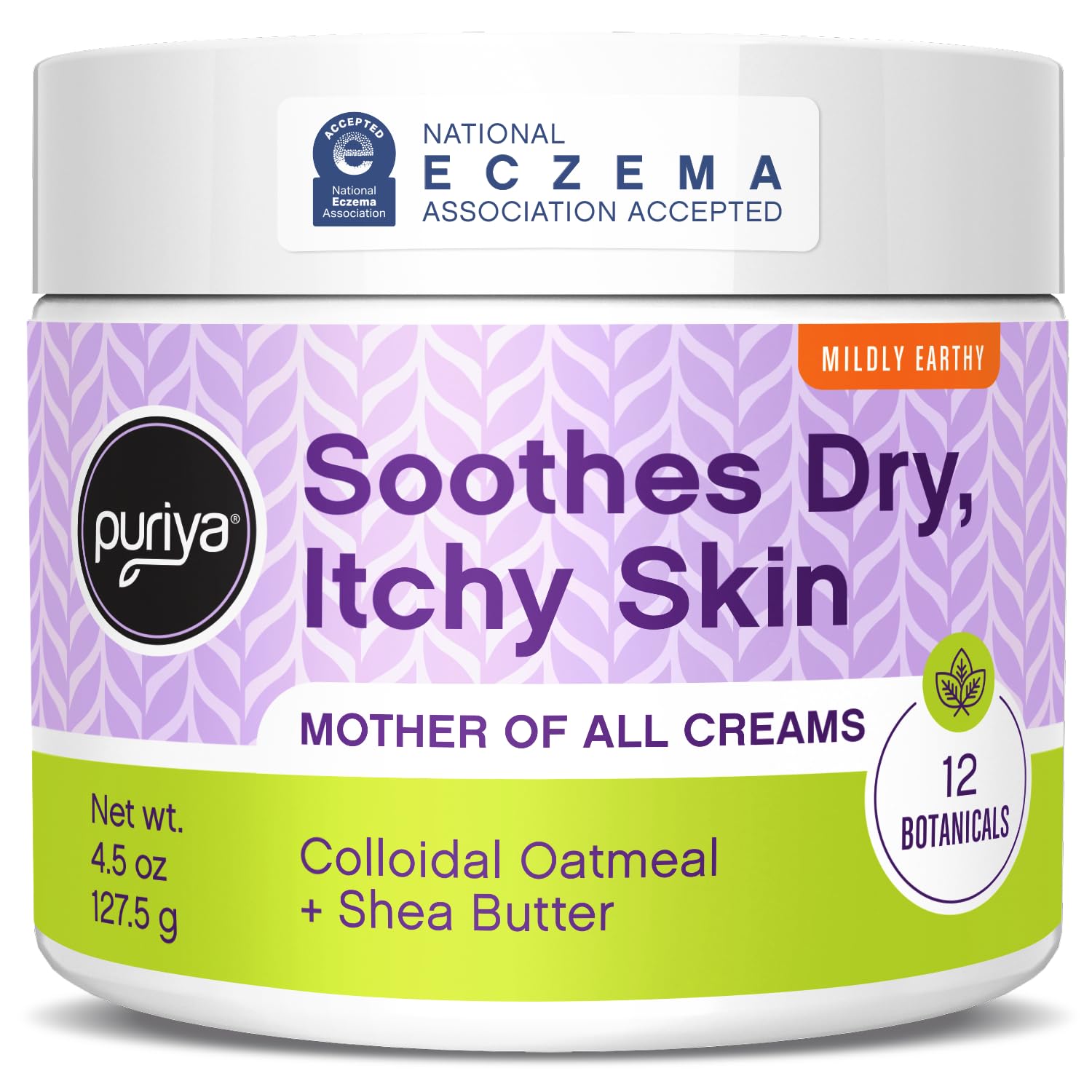 Puriya National Eczema Association Accepted Cream 4.5 oz, Dry Itchy Skin Relief, Colloidal Oatmeal Lotion, For Kids, Adults, Face, Hands, Mother of All Creams, Plant-Based Hydration,No Fragrance Added