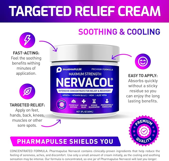 Pharmapulse Neuropathy Nerve Relief Cream – Maximum Strength for Feet, Hands, Legs, Toes, Lower Back - Alpha Lipoic Acid, Arnica, Vitamin B6, Aloe Vera, MSM - Effective Soothing - Image 4