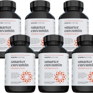 Smarter Nutrition Curcumin Softgels - Potent & Bioavailable, Active Curcumin Standardized to 95% Tetrahydrocurcuminoids with AstraGin Black Cumin Seed Oil & Ginger (60 Count (Pack of 6)
