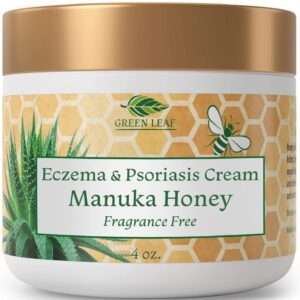 Manuka Honey Eczema Cream (Fragrance Free) 4oz - Moisturizing Lotion Treatment for Psoriasis Relief - Itchy, Dry Skin Rash Healing Ointment - Skin Soothing Moisturizer Kids, Adults, Baby Ultra Crème