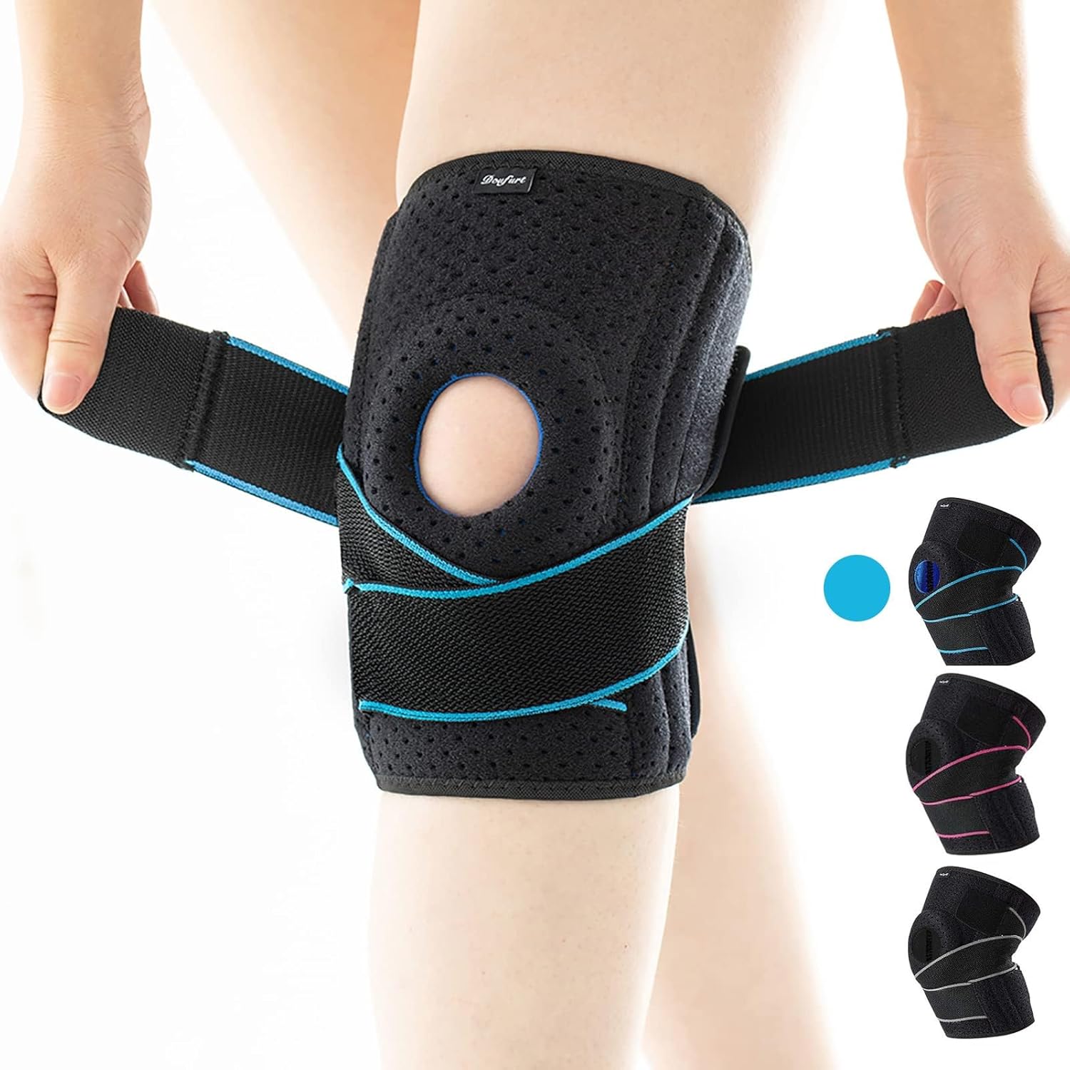 DOUFURT Knee Brace for Women & Men, Knee Braces for Knee Pain, Relief Recovery Meniscus Tear, Arthritis Pain, ACL & MCL, Plus Size Knee Brace with Side Stabilizers, Adjustable Patella Compression Knee Support