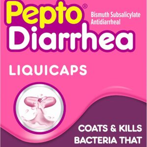Pepto Bismol Diarrhea LiquiCaps, Anti Diarrhea Medicine for Fast Diarrhea Relief, Antidiarrheal Liquid Pills, 48 LiquidCaps