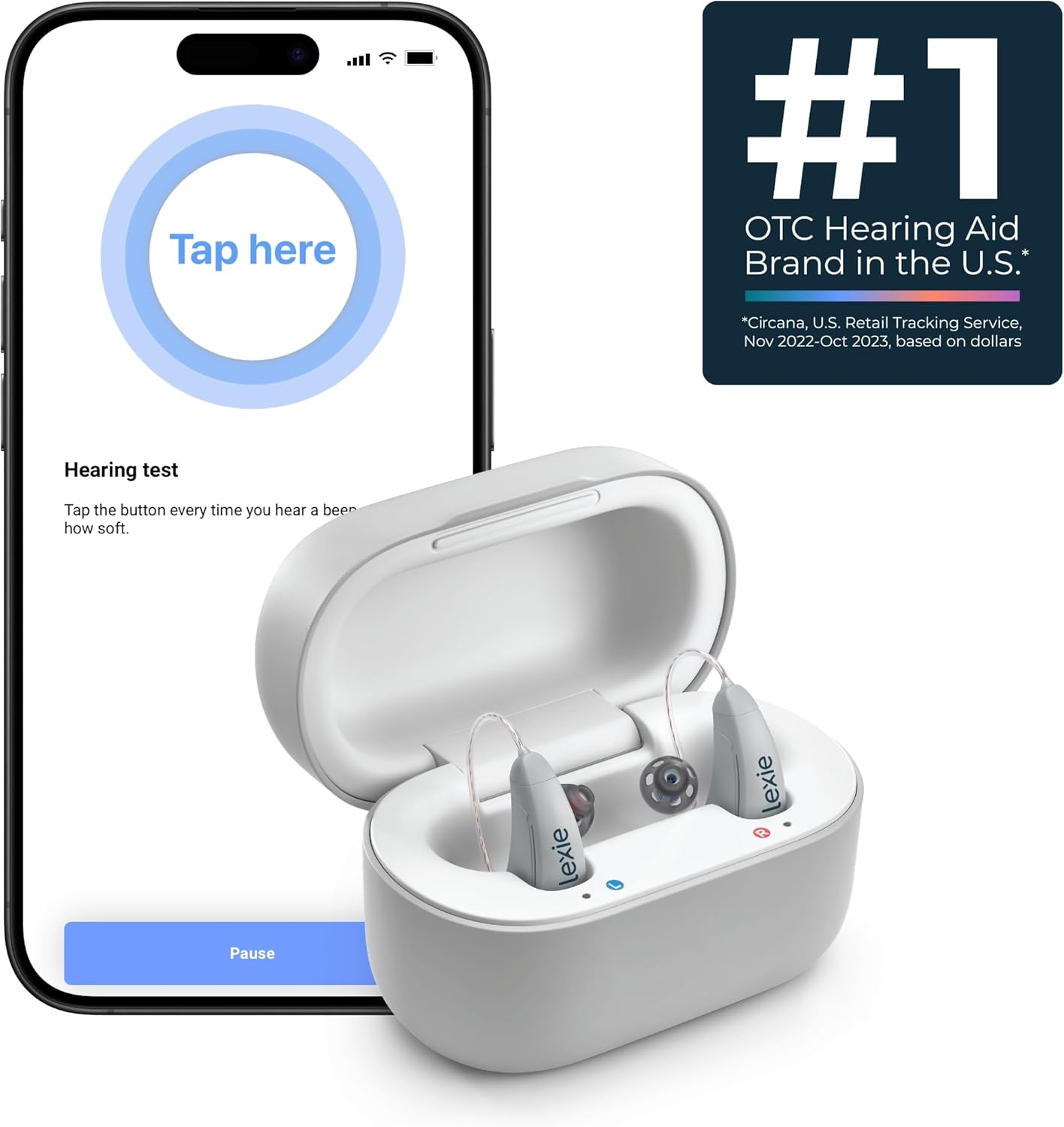 Lexie B2 Plus OTC Hearing Aids Powered by Bose - Rechargeable Hearing Aids for Seniors, 18 Hour Wireless Charging Case, Hearing Aids with Bluetooth Enabled Calls On iOS, Hearing Aids (Light Gray) - Image 3