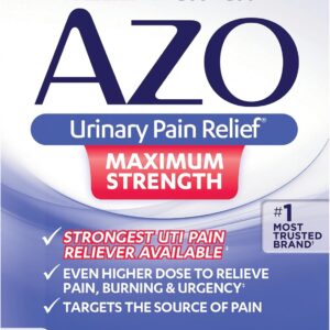 AZO Urinary Pain Relief Maximum Strength, FSA/HSA Eligible, Fast relief of UTI Pain, Burning & Urgency, Targets Source of Pain, #1 Most Trusted Brand, 24 Tablets