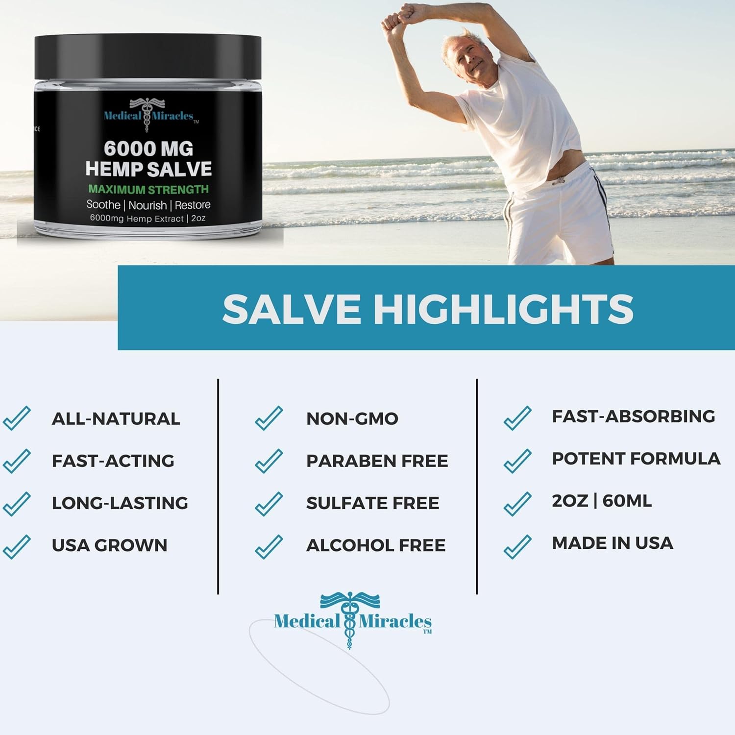6000 MG Maximum Strength Healing Salve Use for HIPS, Joints, Neck, Back. Made with The Finest Available Ingredients - Image 4