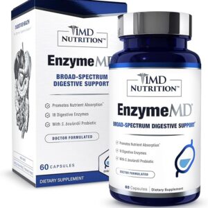 1MD Nutrition EnzymeMD - Digestive Enzymes Supplement - Doctor Formulated | 18 Plant-Based Enzymes - Gas & Bloating Support | 60 Capsules