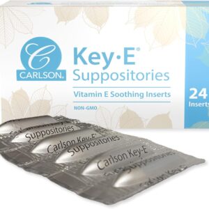 Carlson - Key-E Suppositories, 30 IU Vitamin E Suppository, Lubricates Dry Areas, Treatment for Women and Men, Vaginal & Rectal, 24 Count
