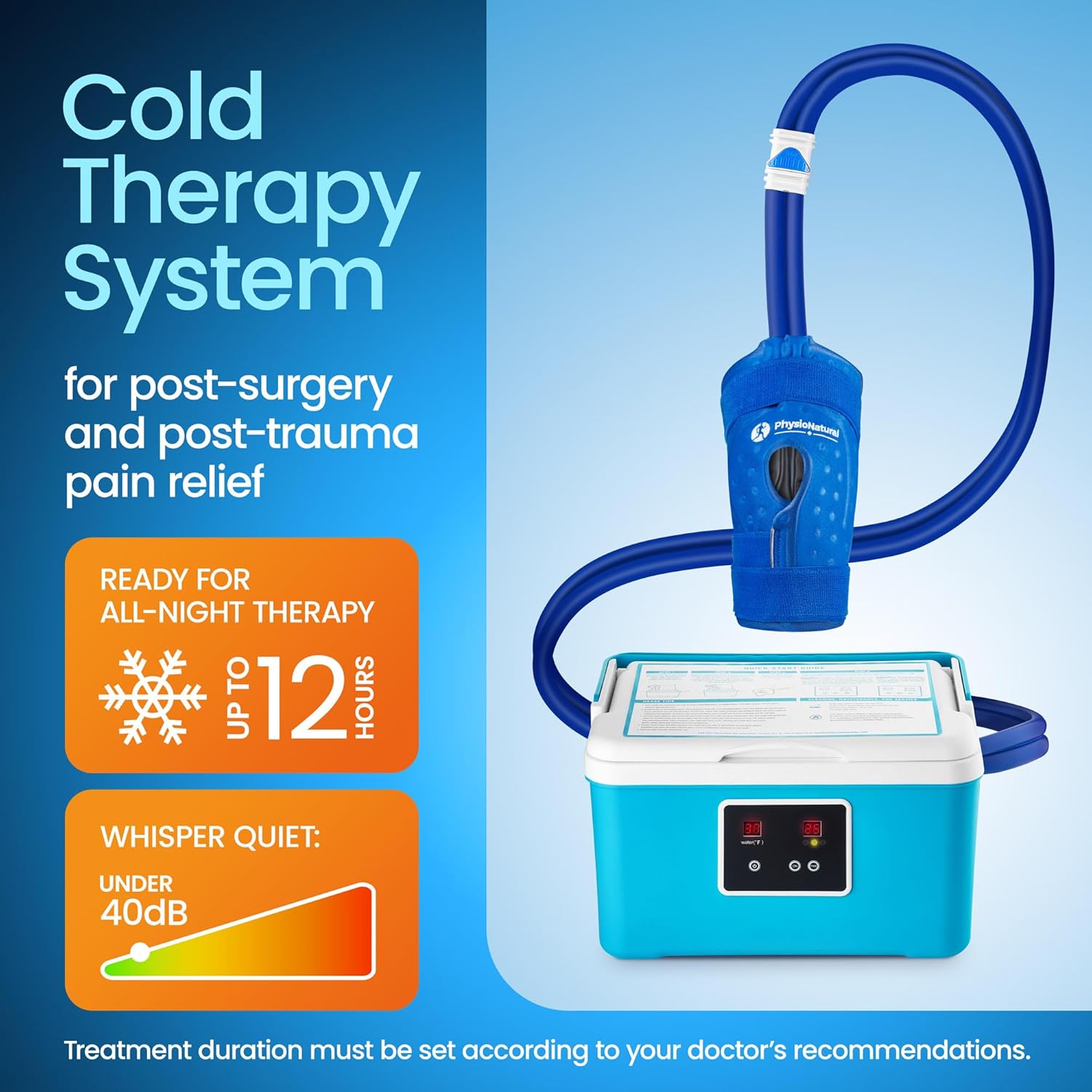 Cold Therapy Machine — Cryotherapy Freeze Kit System — for Post-Surgery Care, ACL, MCL, Swelling, Sprains, and Other Injuries - Wearable, Adjustable Knee Pad — Cooler Pump with Digital Timer - Image 5