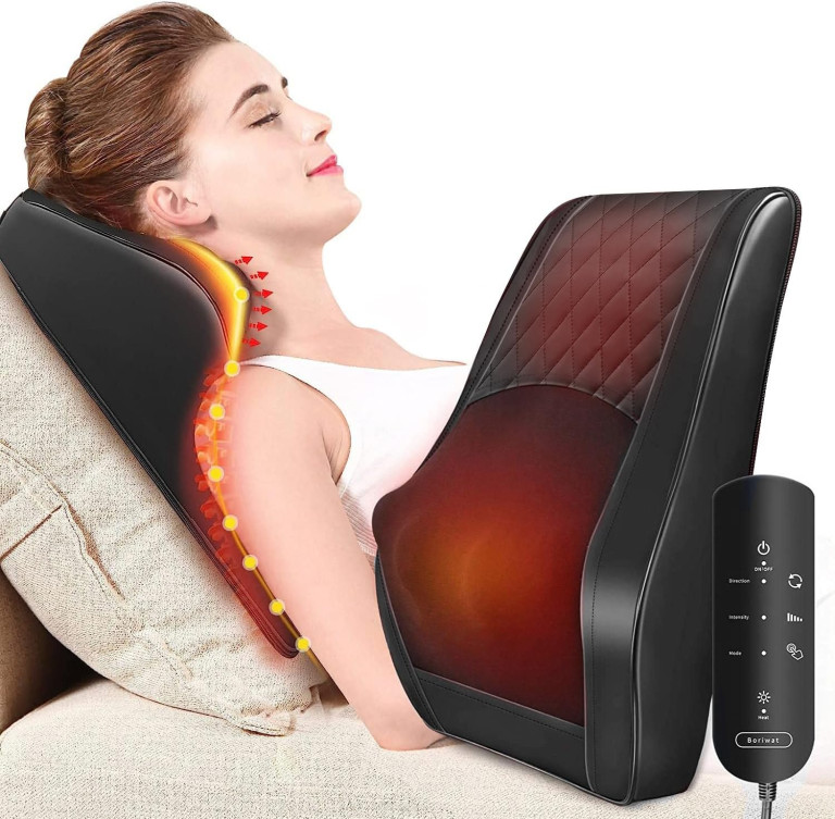 Boriwat Back Massager with Heat, Massagers for Neck and Back, 3D Kneading Massage Pillow for Back, Neck, Shoulder, Leg Pain Relief, Gifts for Men Women Mom Dad, Stress Relax at Home Office and Car - Image 4
