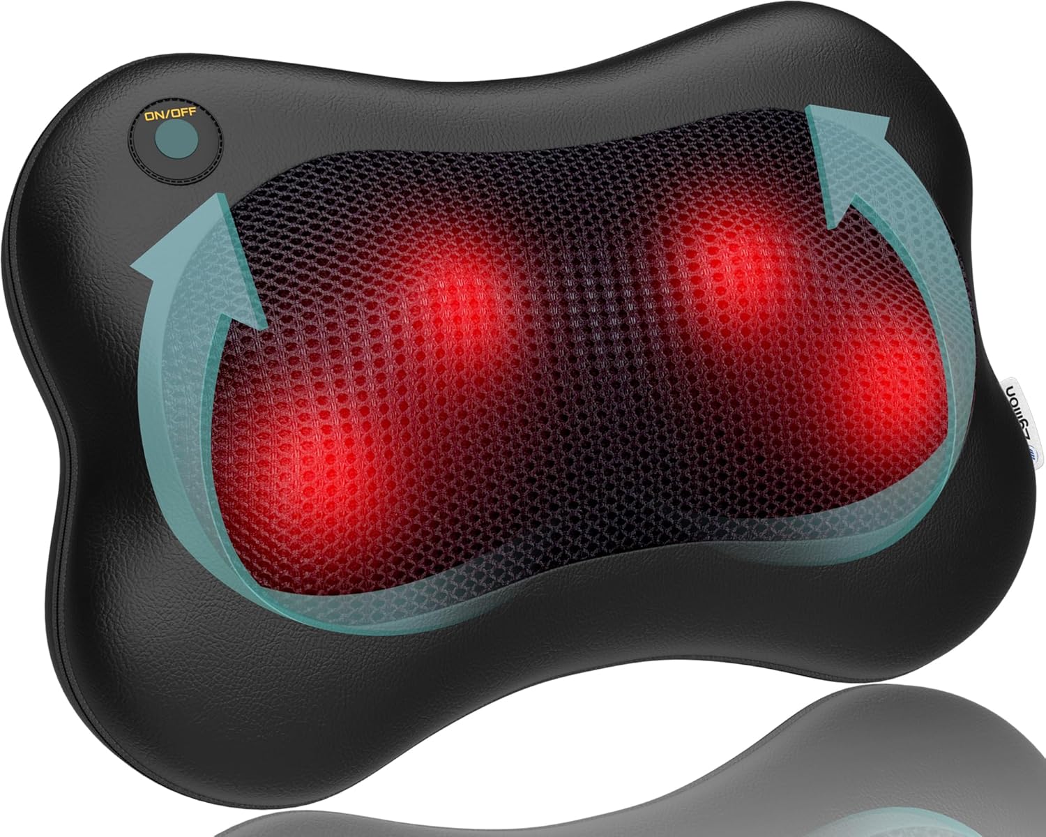 Zyllion Shiatsu Back and Neck Massager with Heat - 3D Kneading Deep Tissue Electric Massage Pillow for Chair, Car, Muscle Pain Relief on Shoulders, Legs, Foot