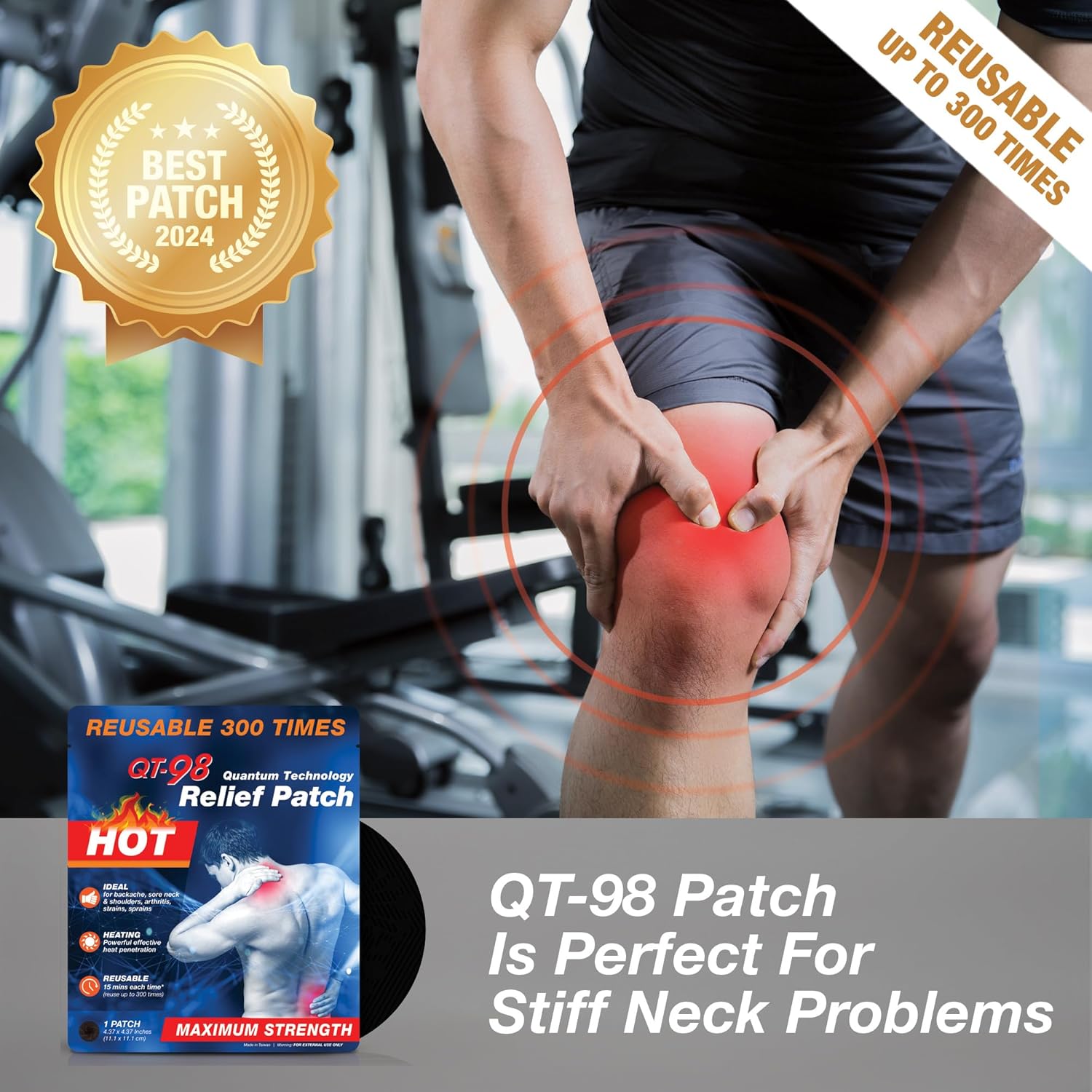 1 Patch Equals 300 Patches Auto Heat-up Reusable for Up to 300 Times Non Sticky Hot and Heat Targeted Area Long-Lasting Patch for Nerve, Joint, Back, Neck, Shoulder, and Muscle Discomfort - Image 3