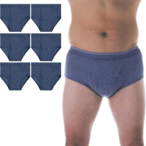 Wearever Men’s Incontinence Briefs for Bladder Control with Super Absorbency - Reusable & Washable Leak Proof Underwear for Men (Pack of 6)