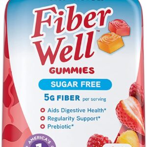 Vitafusion Fiber Well Sugar Free Fiber Supplement, Peach, Strawberry And Blackberry Flavored Supplements, 90 Count