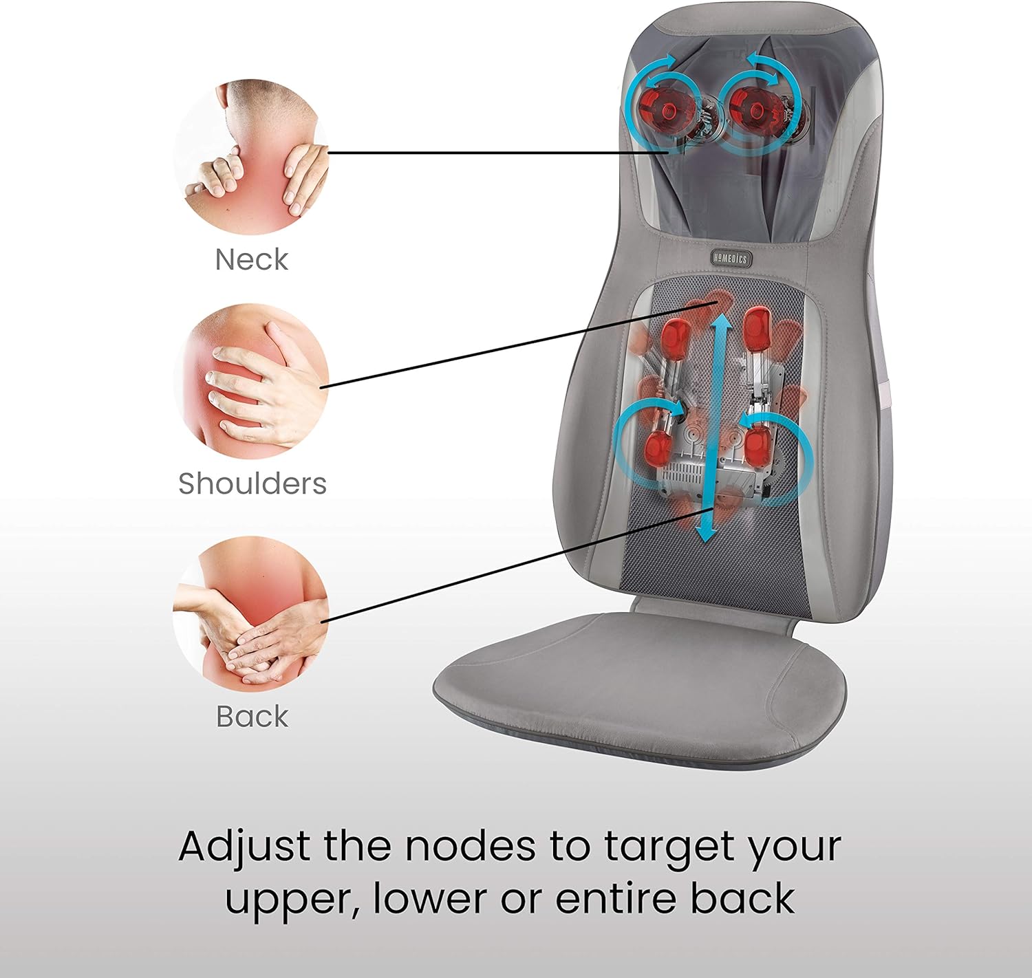 HoMedics, Shiatsu Elite Pro Massage Cushion With Heat | Full Back Kneading Shiatsu or Rolling Massage | Optional Heat & Height Adjustment | Programmed Controller & Integrated Strapping System - Image 3