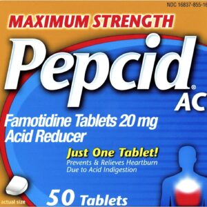Pepcid AC Acid Reducer Maximum Strength Tablets, (100 Count Total)