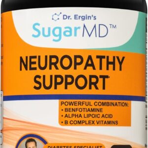 SugarMD Dr. Ergin's Neuropathy Support – 180 Nerve Supplement Capsules with Alpha Lipoic Acid Benfotiamine – Nerve Support Supplement for Feet, Hands, Fingers & Legs