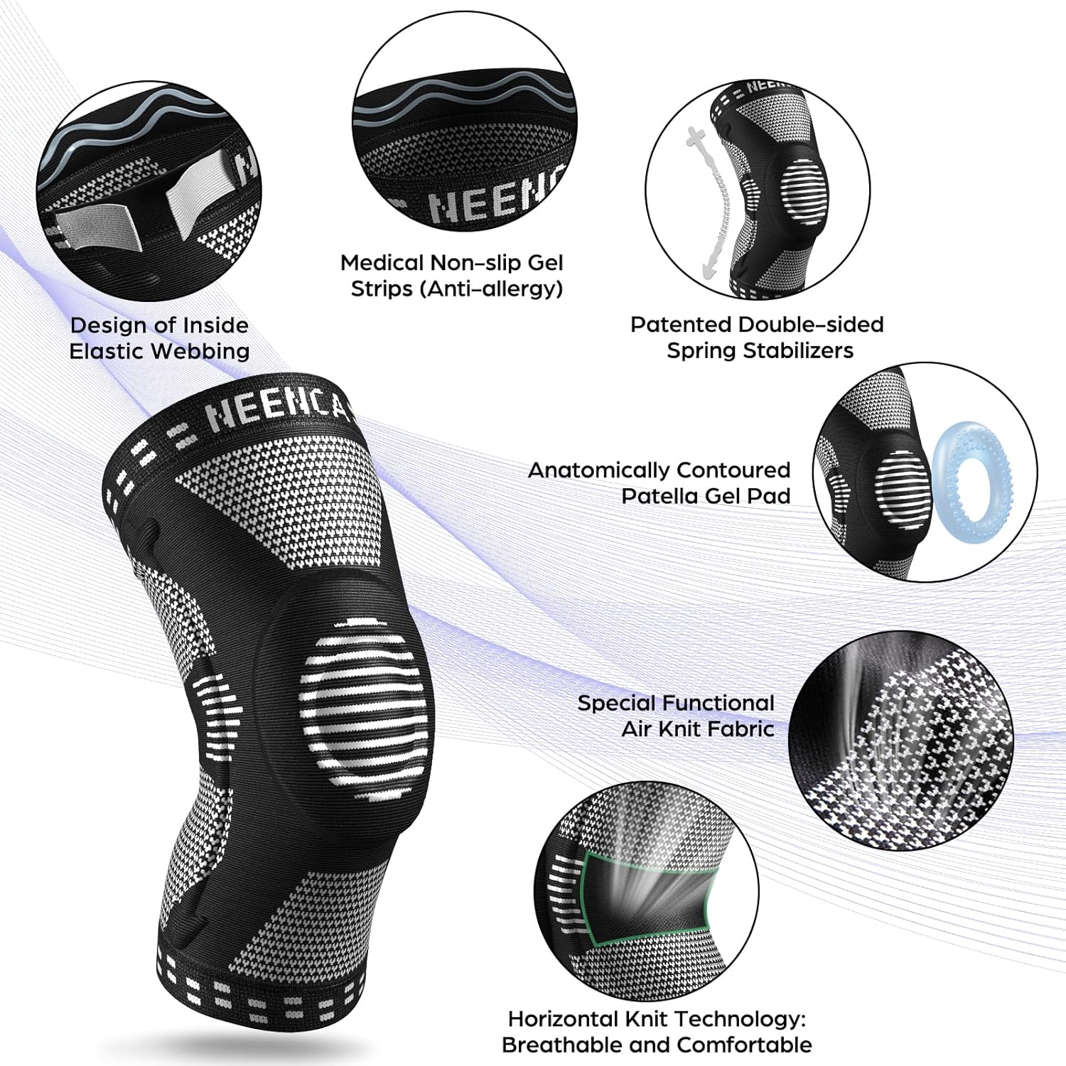 NEENCA Professional Knee Brace for Pain Relief, Medical Knee Support with Patella Pad & Side Stabilizers, Compression Knee Sleeve for Meniscus Tear, ACL, Joint Pain, Runner, Workout - FSA/HSA Eligible - Image 4