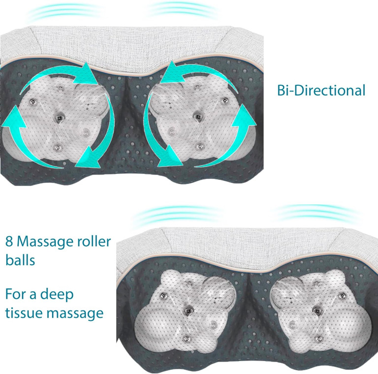 InvoSpa Shiatsu Back Shoulder and Neck Massager with Heat - Deep Tissue Kneading Pillow Massage - Back Massager, Shoulder Massager, Electric Full Body Massager - Massagers for Neck and Back - Image 4