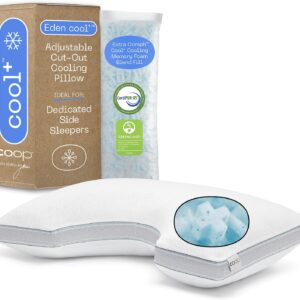 Coop Home Goods The Eden Cool+ Cut-Out Adjustable Pillow, King Pillows with Cooling Gel & Shoulder Cut-Out for Head Support, Side Sleeper Pillow, Neck Support for Sleeping, CertiPUR-US/GREENGUARD Gold