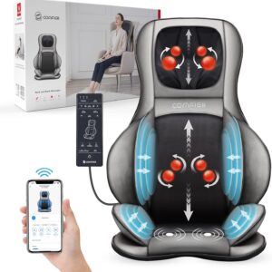 COMFIER Shiatsu Neck Back Massager with Heat and Compression, App Control 2D or 3D Deep Tissue Kneading Massage Chair Pad, Chair Massager for Full Body Pain Relief