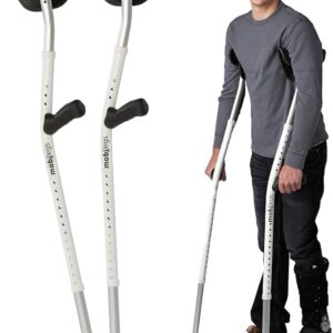 Ultra Crutches for Adults with Ergonomic Handgrips & Plush Saddle - Adjustable Height, Ventilated Saddle, Reduces Pain & Discomfort, Perfect for Post-Surgery & Long Term Disability