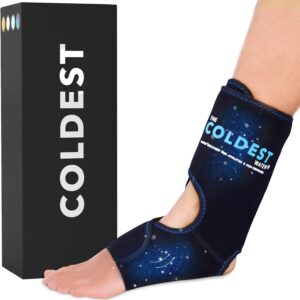 Coldest Foot Ankle Achilles Tendonitis Icing Pain Relief Ice Wrap with Cold Compression Gel Packs | Best for Achilles Tendon Injuries, Plantar Fasciitis, Heel and Sore Feet Cold Therapy