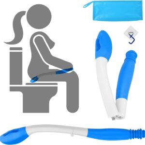 Foldable Toilet Aids for Wiping, Jhua 15.7" Long Reach Comfort Wipe Bottom Grips with Hook, Toilet Paper Aids Tools Tissue Grip Self Wipe Assist Holder