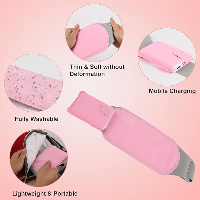 Heating Pad for Period Cramps, LALASANI Portable Heating Pads for Cramps Menstrual Relief Washable Soft Skin-Friendly Warm on The Uncomfortable Days Belly Period Cramp Belt (with PowerBank) - Image 3