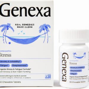 Genexa Stress for Adults | Anxiety Relief & Fatigue Remedy | Soothing Natural Vanilla & Lavender Flavor | Gluten Free & Non-GMO | Homeopathic Remedy Made Clean | 60 Chewable Tablets