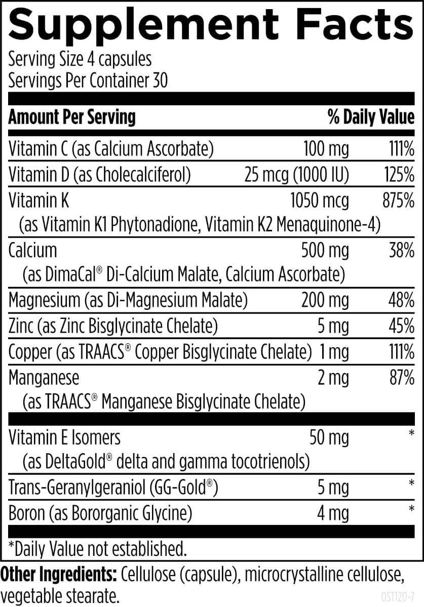Designs for Health OsteoForce - Premium Bone Support Supplement - Highly Absorbable Nutrients Calcium Malate, Magnesium, Zinc Bisglycinate Chelate, Vitamins D + K - Non-GMO, Soy Free (120 Capsules) - Image 3