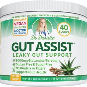 Doctor Danielle Gut Assist - Leaky Gut Repair Supplement Powder - Glutamine, Arabinogalactan, Licorice Root - Supports IBS, Heartburn, Bloating, Gas, Constipation, SIBO