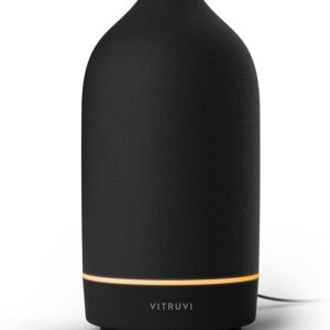 Vitruvi Stone Diffuser, Ceramic Ultrasonic Essential Oil Diffuser for Aromatherapy | Ceramic Diffuser, Diffusers for Home, Oil Diffuser, Room Decor | Black, 90ml Capacity