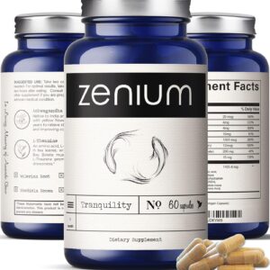 Zenium - Relieve Stress, Tension, Worry, Nervousness, & Irritability | Calm The Mind & Body | Ayurvedic | Natural Relief Supplement | Boosts Mood | Ashwagandha, L-Theanine, GABA, Rhodiola |60 Capsules