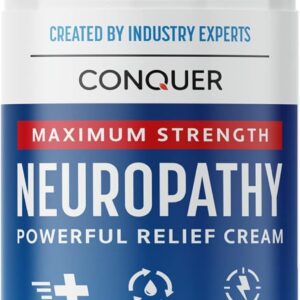Conquer Neuropathy Cream - Powerful Relief for Neuropathy with Natural Arnica, Aloe Vera, Hemp Extract, Menthol - Maximum Strength Cooling & Soothing - 3.4oz Large Size with Pump