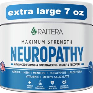 Neuropathy Relief Cream - 7 oz - Maximum Strength Nerve Relief for Feet Hands Legs Toes - Natural Ingredients Frankincense Arnica Aloe Vera Emu MSM Hemp - Fast-Acting Formula