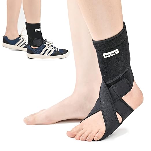 Adjustable Drop Foot Brace for Enhanced Walking - Breathable Neoprene, Foot Support for Achilles Tendonitis, Stroke Recovery, Plantar Fasciitis, and More (Right)