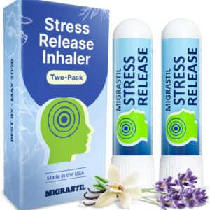 Basic Vigor Migrastil Stress Release Inhaler 2-Pack, Calm Aromatherapy Formula, Natural Stress Relief. Made in The USA.