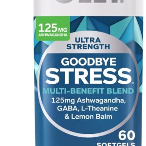 OLLY Ultra Strength Goodbye Stress Softgels, GABA, Ashwagandha, L-Theanine and Lemon Balm, Stress Relief Supplement - 60 Count