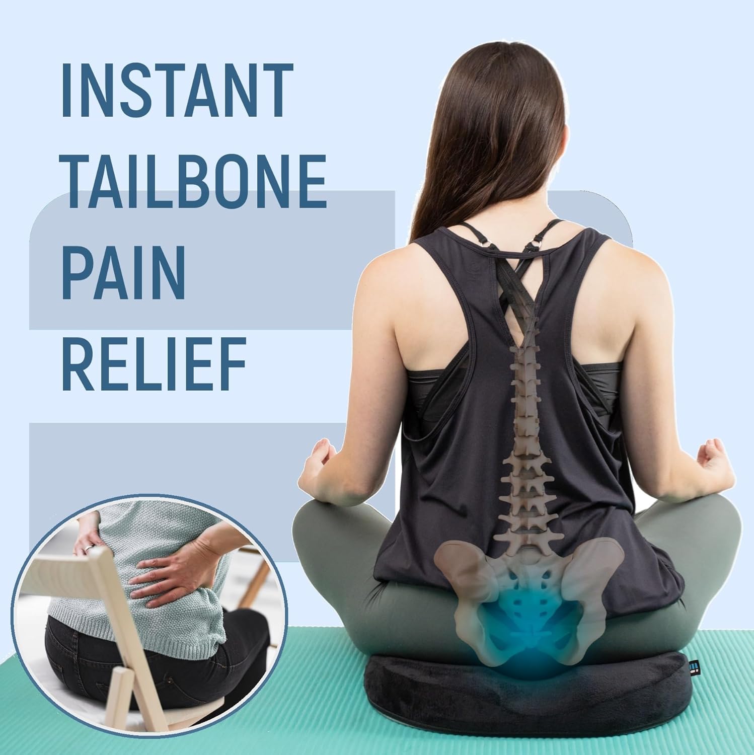 Donut Pillow Coccyx Seat Cushion for Tailbone Pain Relief, Back, Hip Pain, Hemorrhoids, Post Surgery, Postpartum Pregnancy, Office Desk Chair, Wheelchair, Travel, Medium Firmness Supports 240 Lbs - Image 4