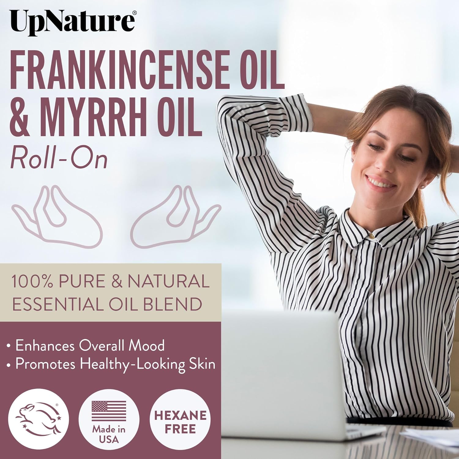 UpNature Frankincense and Myrrh Essential Oil Roll On – 100% Natural Frankincense & Myrrh for Skin & Face - Image 3